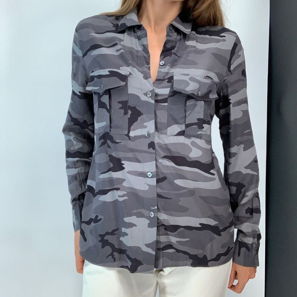 RAILS Gray camp print long sleeve shirt top sz xs